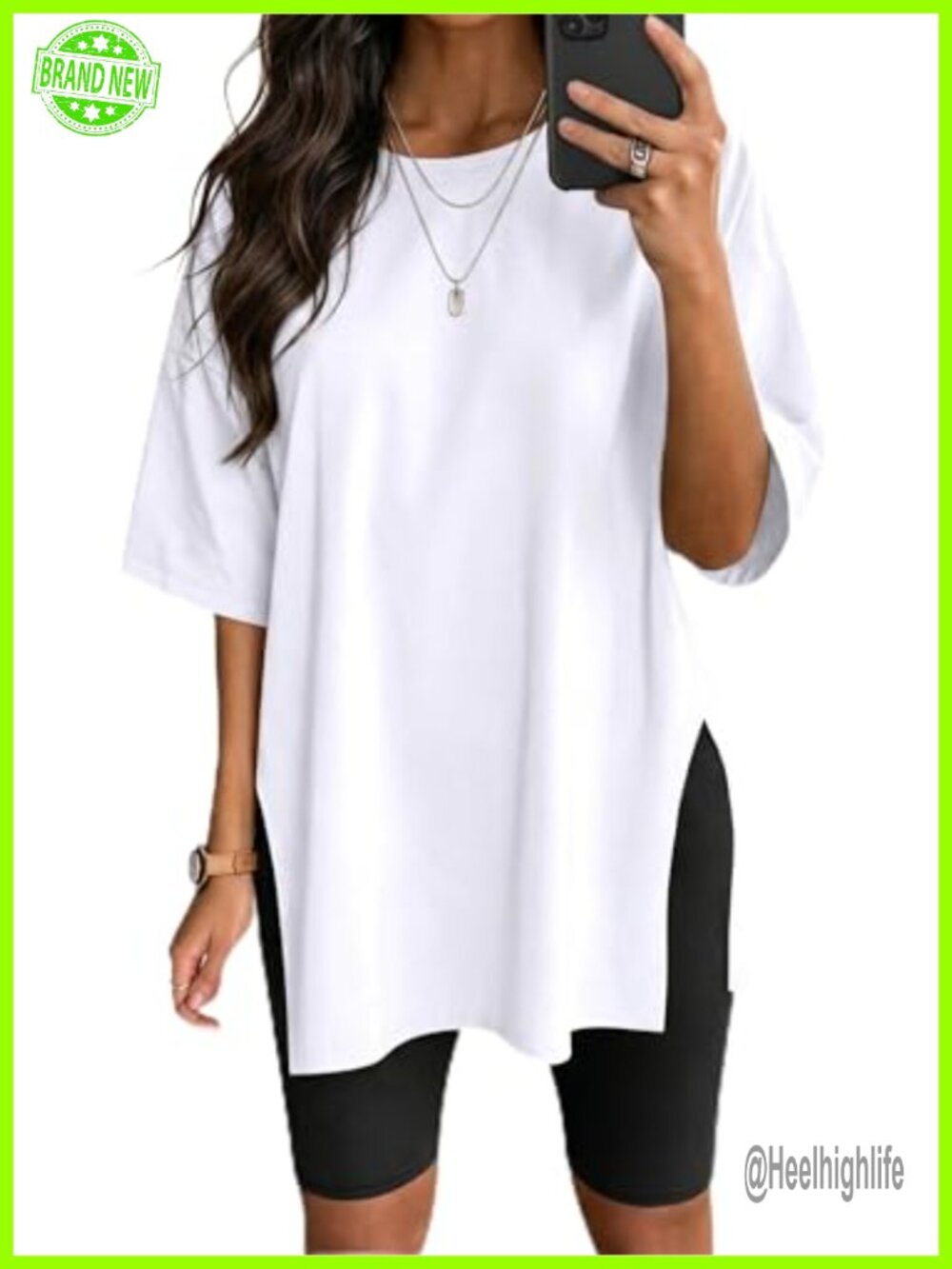 Women Oversized Loose Fit Crew Neck Short Sleeve Workout Tee Top T-Shirt